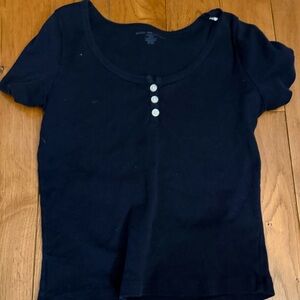 Brandy Melville Navy Scoop Neck Henley